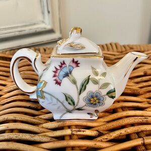 Vintage Nantucket Porcelain Teapot with Gold Accents